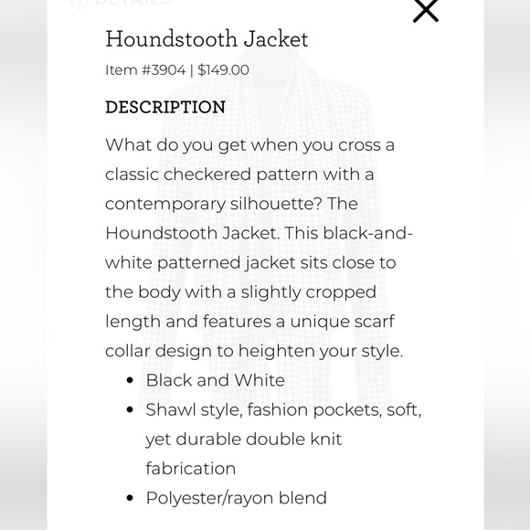 CAbi Houndstooth Open Front jacket - Black and White - Picture 6 of 9